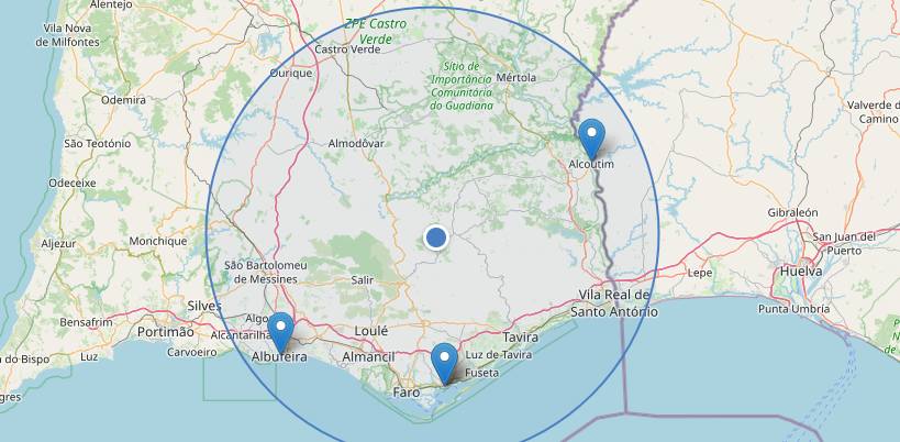 Pesquisa por zonas no mapa